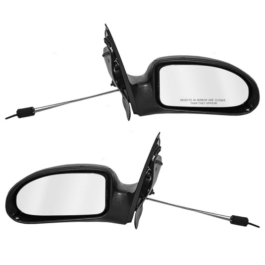 Driver and Passenger Manual Remote Side View Mirrors Textured Replacement for 2000-2002 Focus 1S4Z17683LAB 1S4Z17682LAB