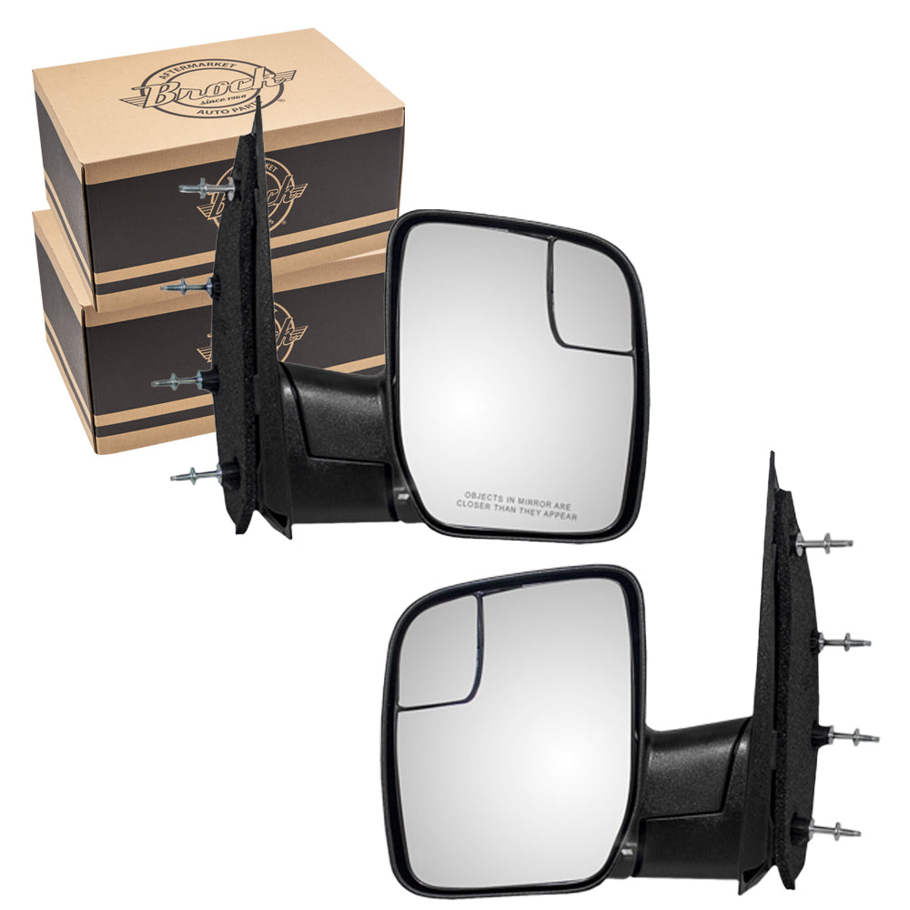 Driver and Passenger Manual Side View Mirrors Sail Type with Spotter Glass Replacement for 2003-2014 E-Series Van AC2Z17683BA AC2Z17682BA