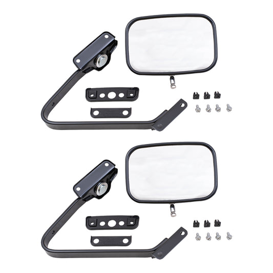 Pair of Manual Side View Black Steel Mirrors Replacement for Ford Pickup Truck SUV E4TZ17682A