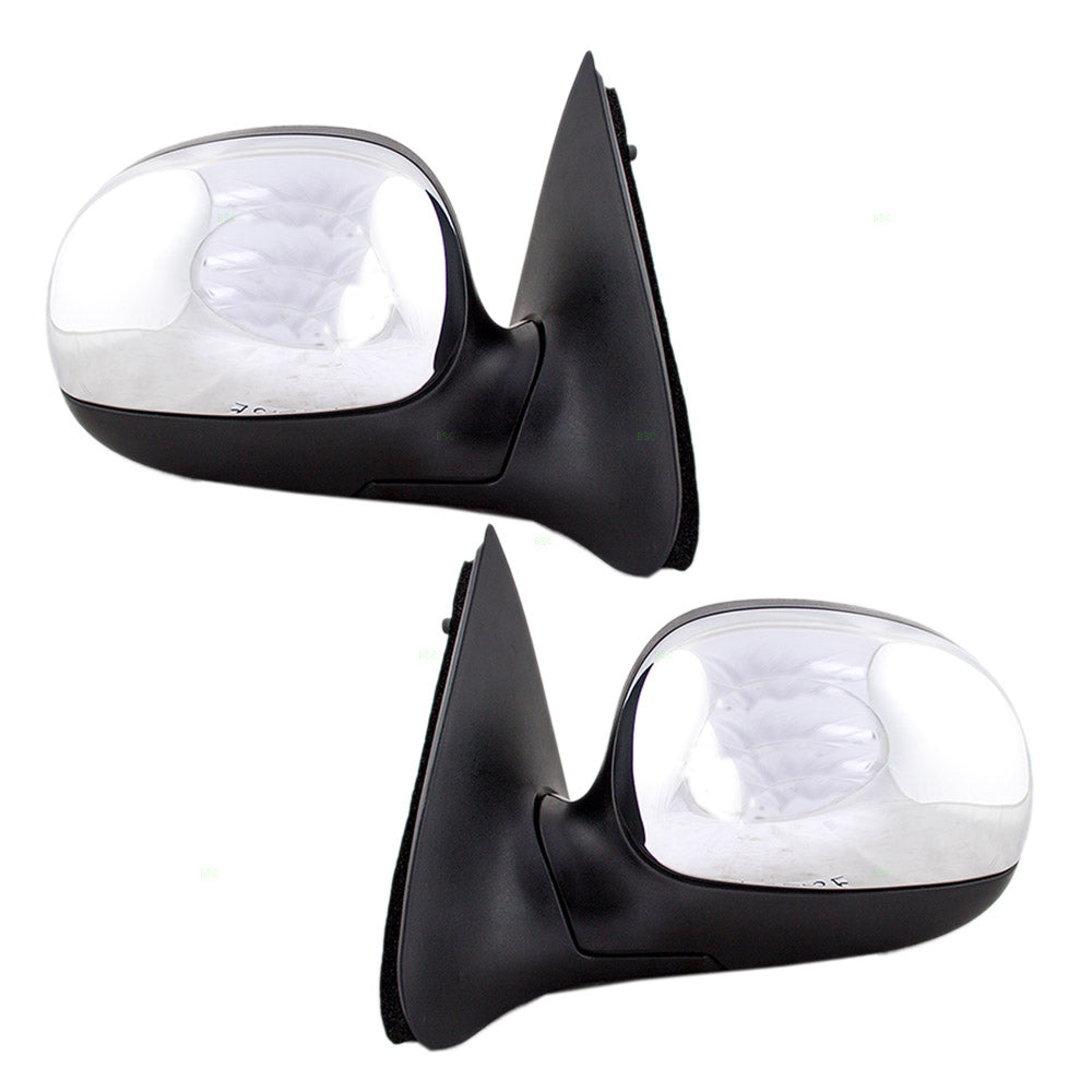 Driver and Passenger Manual Side View Contour Type Mirrors Chrome Covers Replacement for 1997-2002 F150 F250 Light Duty Pickup Truck