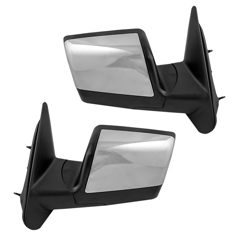 Driver and Passenger Manual Side View Mirrors Textured with Chrome Covers Replacement for 06-11 Ranger Pickup Truck 8L5Z17683EA 8L5Z17682EA