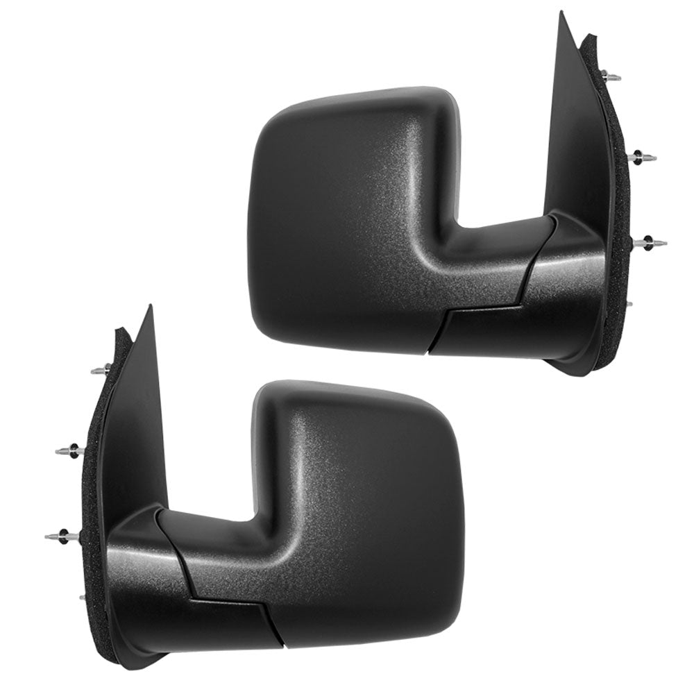 Brock Aftermarket Replacement Driver Left Passenger Right Manual Mirror Set Textured Black with Single Glass Sail Type with 4 Mounting Points Compatible with 2003-2009 Ford E-Series