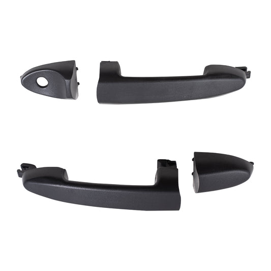 Brock Replacement Pair Set Outside Front Door Handles & Caps Textured Compatible with 01-12 Escape Mariner Tribute & Hybrid ZZCA58413A70 AL8Z78218B08AA