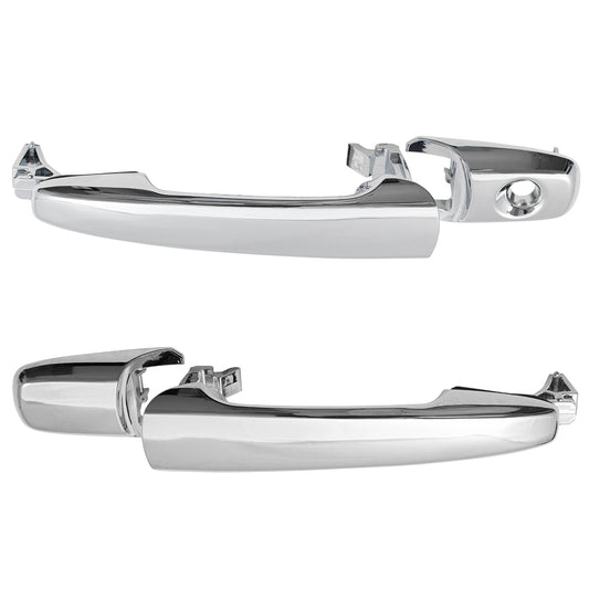 Brock Replacement Pair Outside Door Handles Compatible with 2006-2012 Fusion Front Chrome Set w/ Caps AH6Z5422404BA AH6Z5422404BA