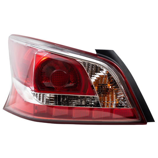 Brock Replacement Drivers Taillight Tail Lamp Lens with Red Edge Trim Compatible with 2013-2015 Altima Sedan 26555-3TA0B