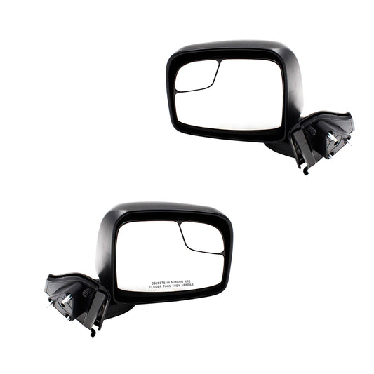 BROCK Pair Set Manual Side View Mirrors Spotter Glass Textured Compatible with 13-17 City Express NV200 19317311 963023LM0A 19317310 963013LM0A