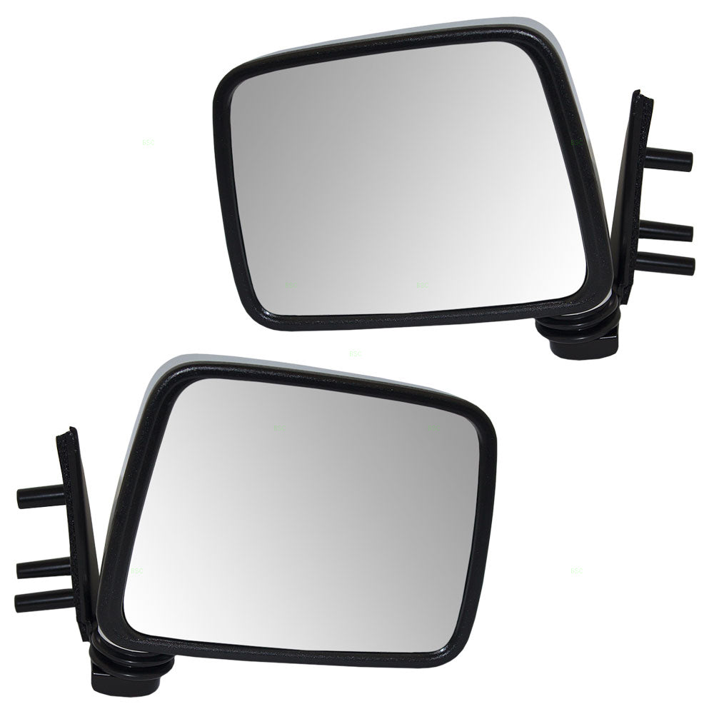 Replacement Set Driver and Passenger Manual Side View Mirrors with Chrome Covers Compatible with 86-97 Pickup Truck NI1320109 NI1321109