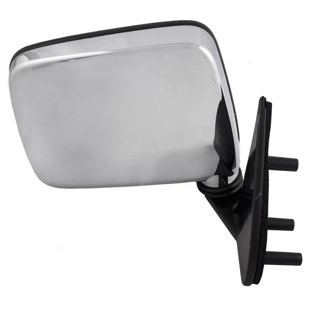 Replacement Passengers Manual Side View Mirror with Chrome Cover Compatible with 86-97 Pickup Truck NI1321109