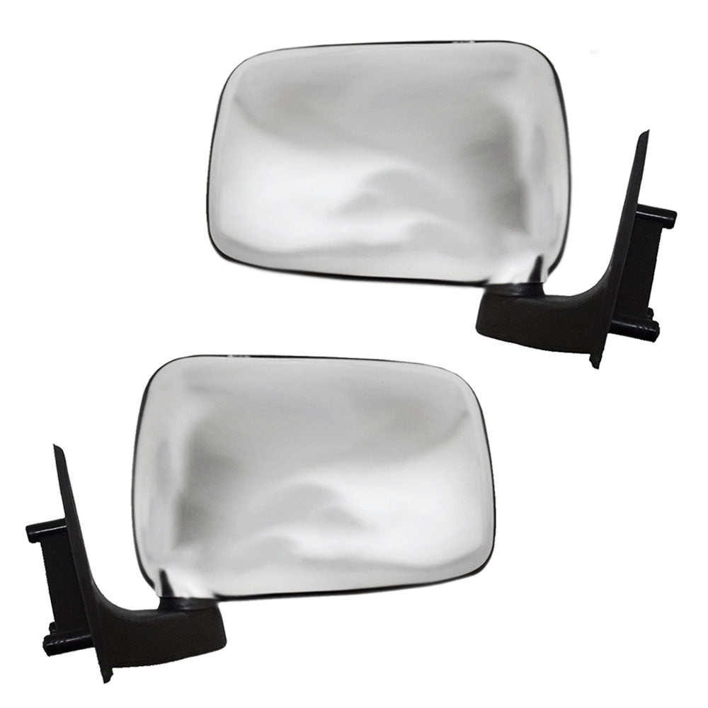 Brock Aftermarket Replacement Driver Left Passenger Right Manual Mirror Chrome Housing Set Compatible with 1986-1993 Mazda B-Series Pickup