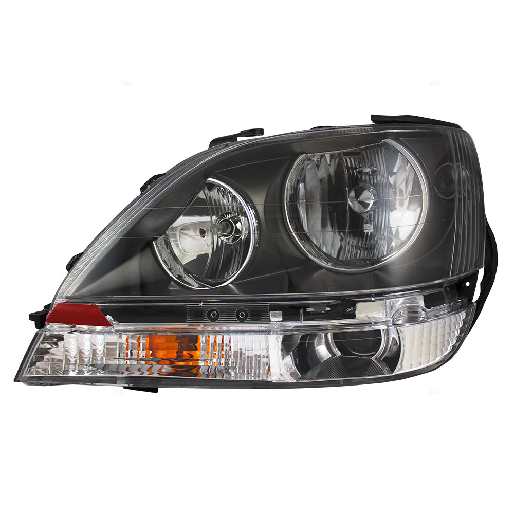 Fits Lexus RX300 99-03 Drivers Halogen Headlight Assembly - w/ Black Bezel