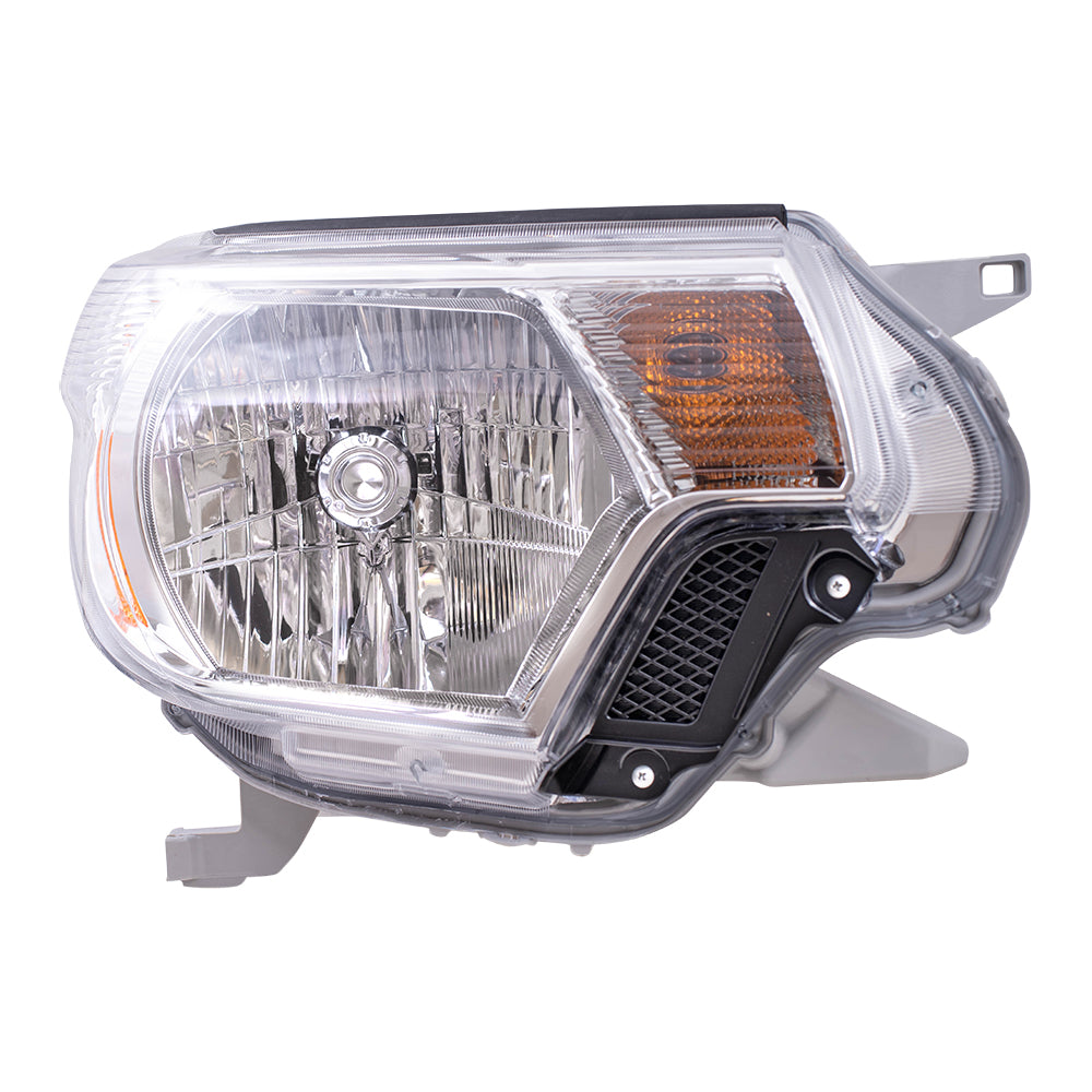 Brock Replacement Passengers Headlight Lens with Chrome Bezel Compatible with Tacoma PickupTruck 81110-04180