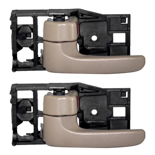 Brock Replacement Drivers Set of 2 Inside Interior Door Handle Beige / Fawn Compatible with SUV Pickup Truck 69206-0C030-E1