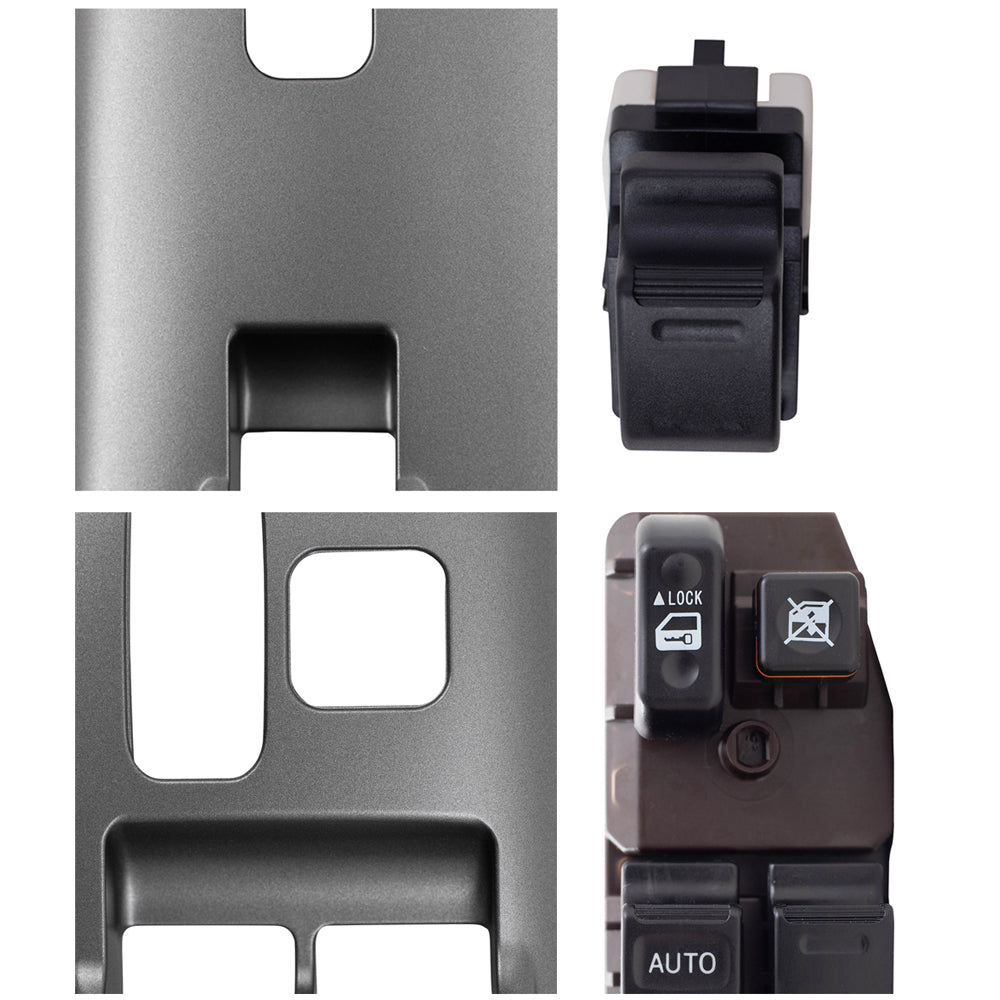 Brock Replacement 4 Pc Set Power Window Switches w/ Silver Bezel Compatible with 03-08 Matrix