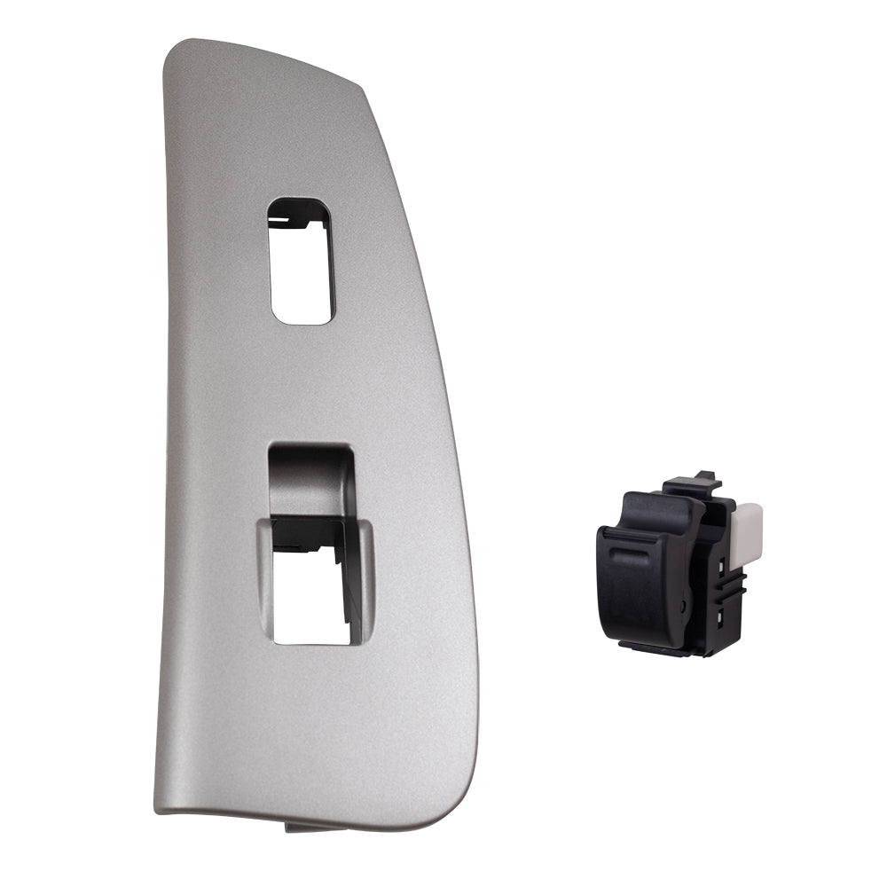 Brock Replacement Passenger Front Power Window Switch w/ Silver Bezel Compatible with 03-08 Matrix