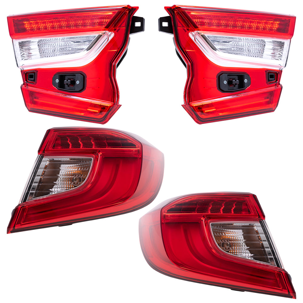 Brock Aftermarket Replacement Driver Left Passenger Right Tail Light Assembly Set Compatible With 2018-2022 Honda Accord Sedan Except Touring