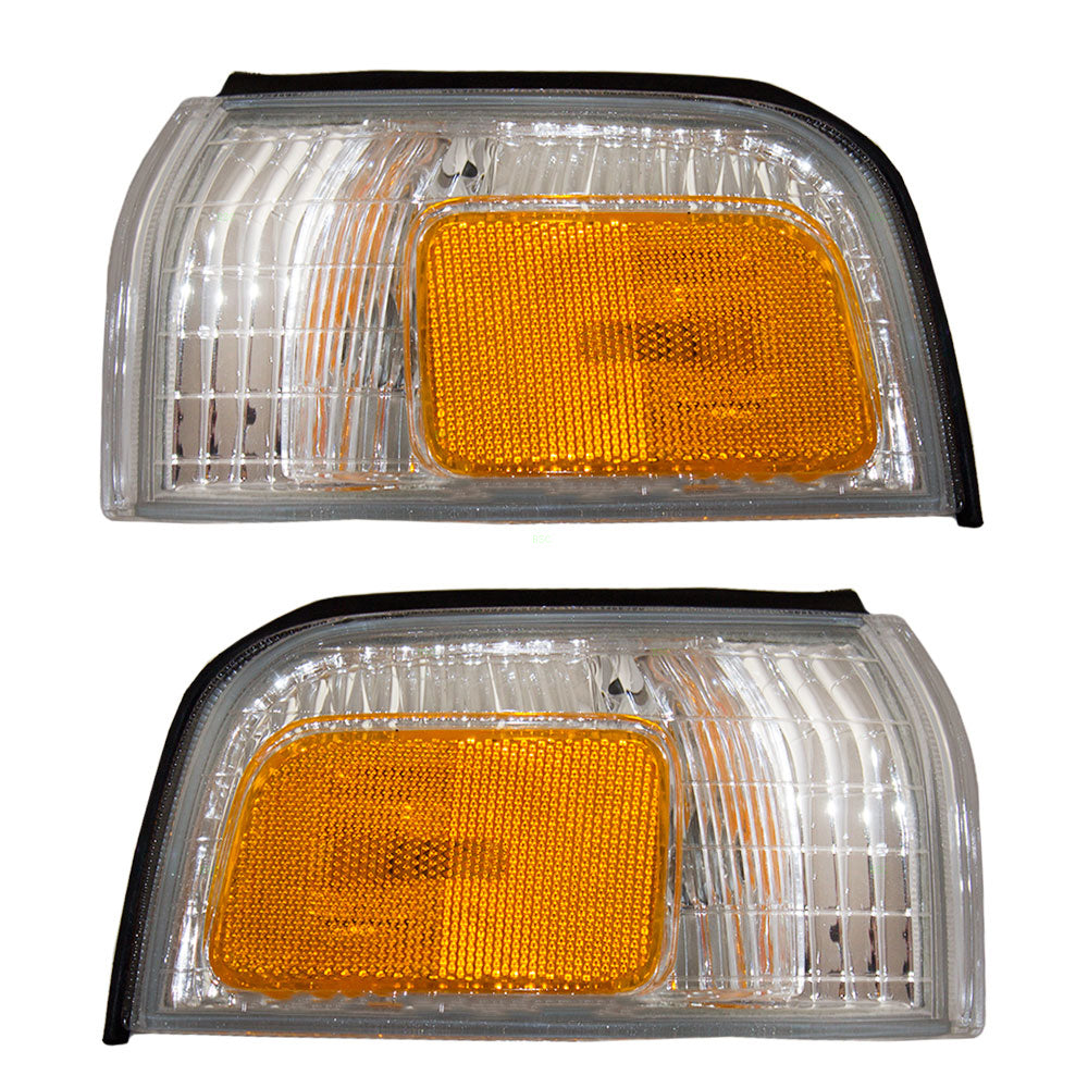 Brock Replacement Driver and Passenger Park Signal Corner Marker Lights Lamps Lenses Compatible with 90-91 Accord 34350SM4A02 34300SM4A02