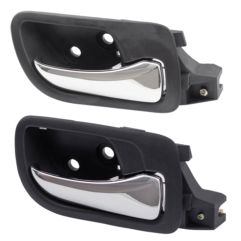 Brock Replacement Passengers Inside Door Handles Black w/ Chrome Compatible with 2003-2007 Accord