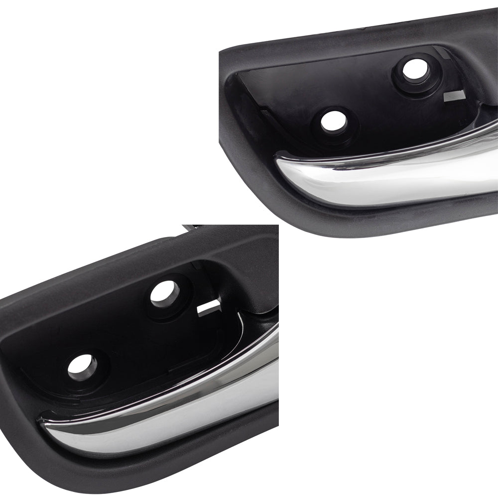 Brock Replacement Passengers Inside Door Handles Black w/ Chrome Compatible with 2003-2007 Accord