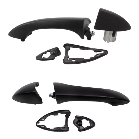 Brock Replacement Rear Driver and Passenger Side Textured Black Outside Door Handles Without Keyhole Compatible with 2000-2006 X5