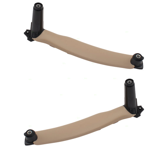 Brock Replacement Pair Set Rear Inside Beige Door Panel Pull Handles Compatible with X5 E70 X6 E71 & X6 Hybrid E72 51416969403 51416969404