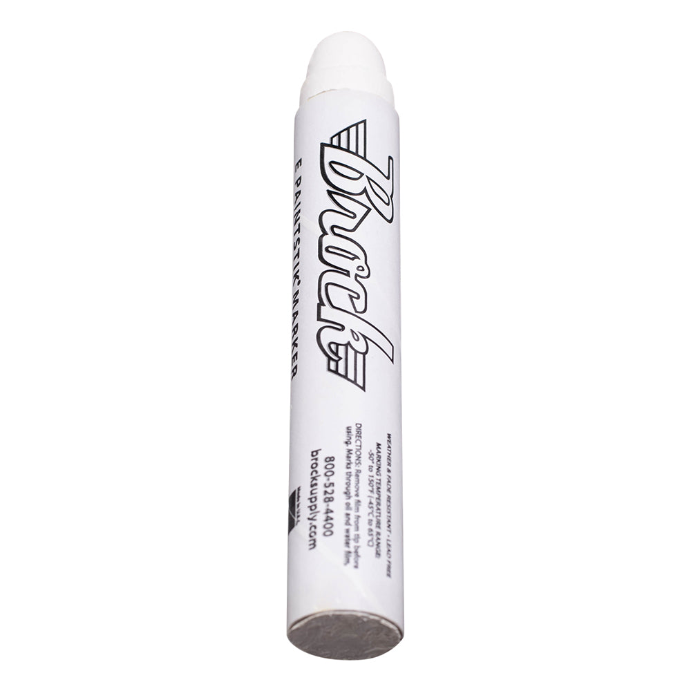 Brock Markal E Paintstiks White - High Intensity Solid Paint Marking Crayon - Multi-Surface - Fast Drying - Wear & Water Resistant For Dimly Lit Areas - Dozen