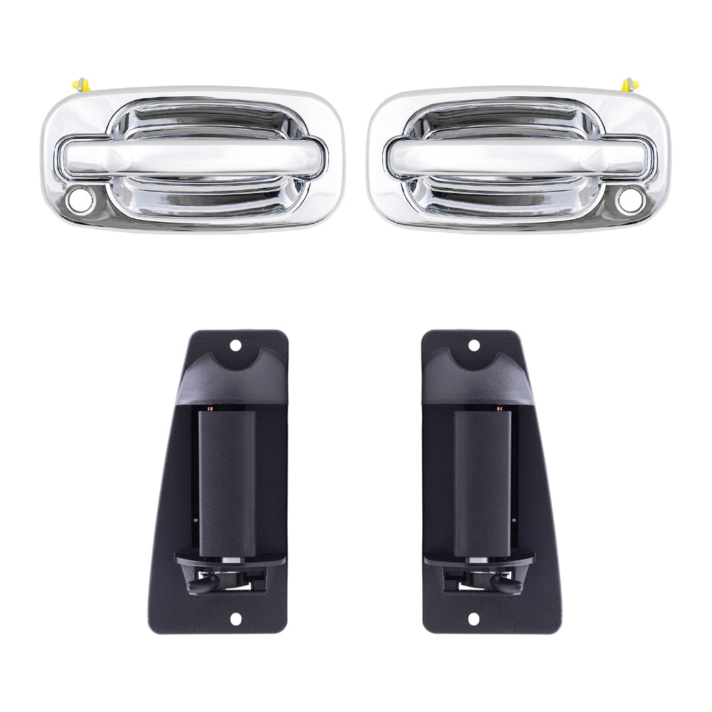 Brock Replacement Front and Rear Outside Door Handles 4 Piece Set Compatible with 1999-2007 Silverado & 2002-2004 Sierra Denali Extended Cab ONLY