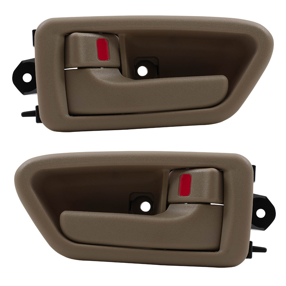 Brock Replacement Pair Set Beige Inside Interior Front Rear Door Handles w/ Keyholes Compatible with 1997-2001 Camry TO1352167 TO1353167