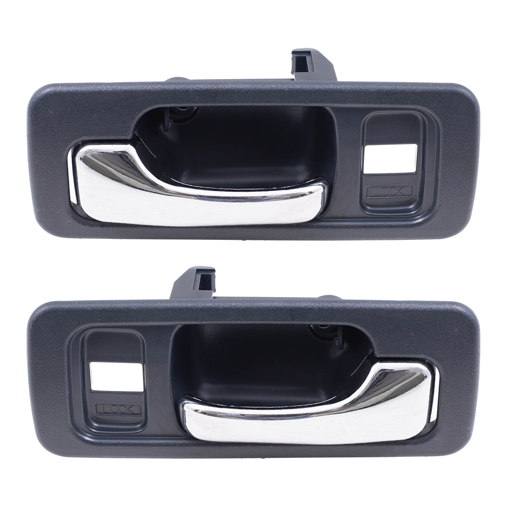 Brock Replacement Pair Set Front Inside Inner Blue & Chrome Power Door Handles w/ Lock Holes Compatible with Accord Sedan HO1351134 HO1352134