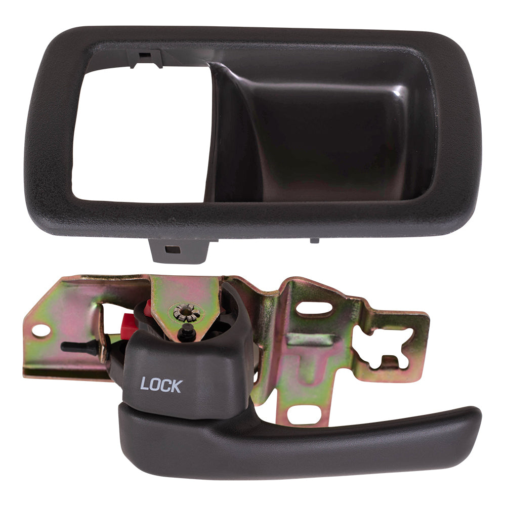 Brock Replacement Drivers Inside Interior Inner Grey Door Handle with Trim Bezel Compatible with 92-96 Camry 69278-32050-S4 69206-32071-J0