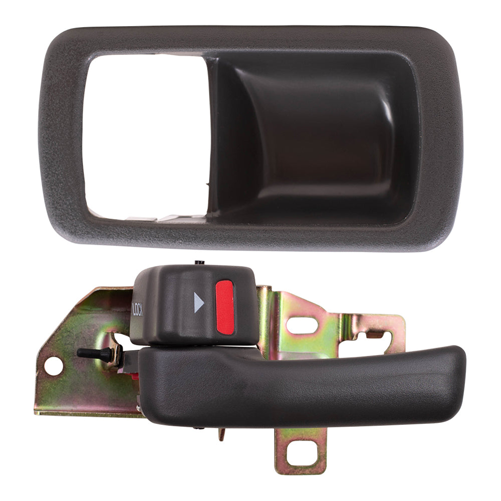 Brock Replacement Drivers Inside Interior Inner Grey Door Handle with Trim Bezel Compatible with 92-96 Camry 69278-32050-S4 69206-32071-J0