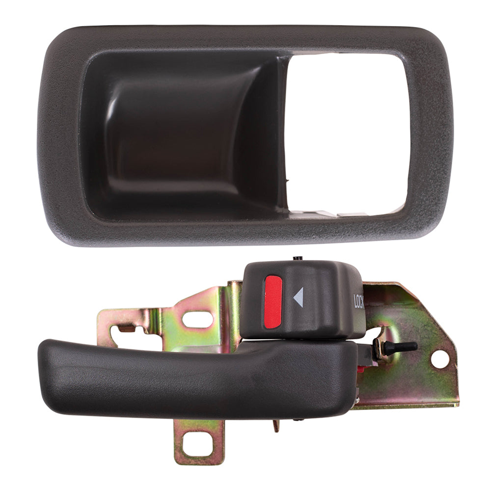 Brock Replacement Passengers Inside Interior Inner Grey Door Handle with Trim Bezel Compatible with 92-96 Camry 69277-32060-S4 69205-32070-W3