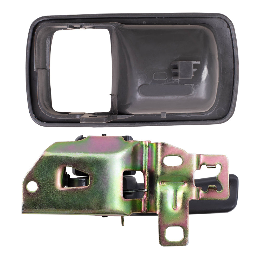 Brock Replacement Passengers Inside Interior Inner Grey Door Handle with Trim Bezel Compatible with 92-96 Camry 69277-32060-S4 69205-32070-W3