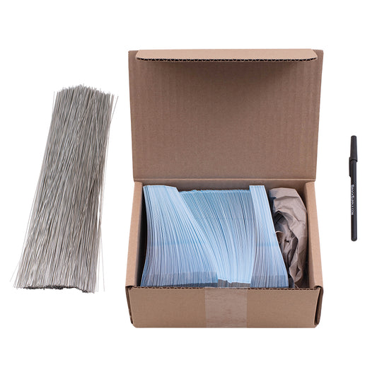 250 Pc Box Powder Blue Return Auto Parts Inventory Tags 5 3/4" x 2 7/8" Heavy Card Stock w/ Reinforced Eyelet w/ Wire & Pens Kit