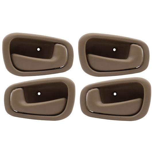 Brock Replacement 4 Piece Set Light Brown Inside Interior Front & Rear Door Handles Compatible with 1998-2002 Corolla Prizm