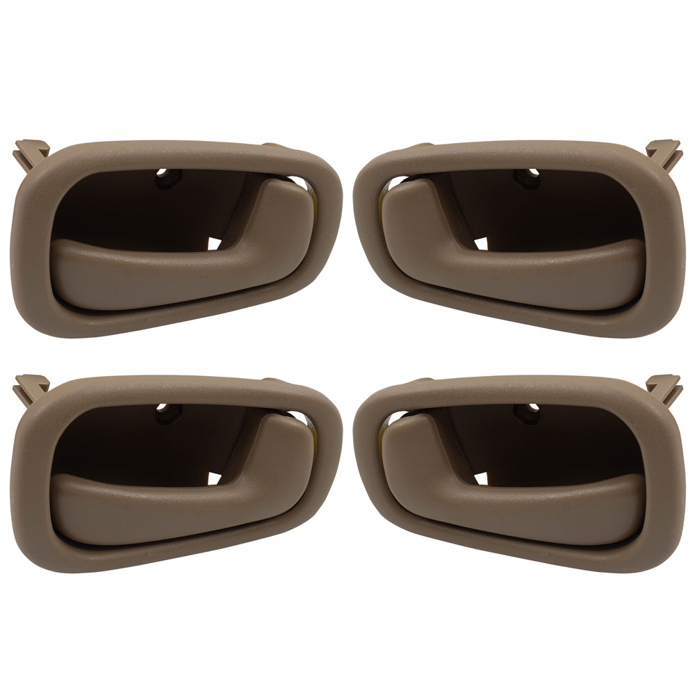 Brock Replacement 4 Piece Set Light Brown Inside Interior Front & Rear Door Handles Compatible with 1998-2002 Corolla Prizm