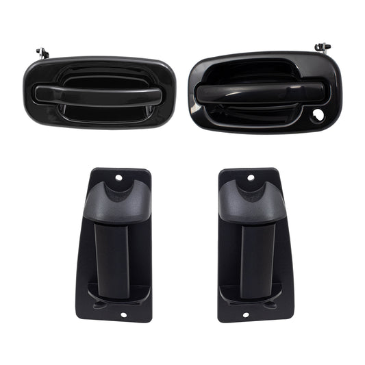 Brock Replacement Front and Rear Outside Door Handles 4 Piece Set Compatible with 1999-2007 Silverado & 1999-2007 Sierra Extended Cab ONLY