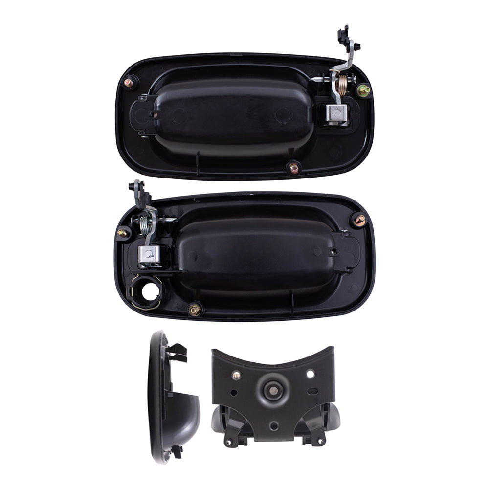 Brock Replacement Front Outside Door Handles, Tailgate Handle and Tailgate Handle Bezel Paint to Match Black 4 Piece Set Compatible with 1999-2007 Silverado & 1999-2007 Sierra