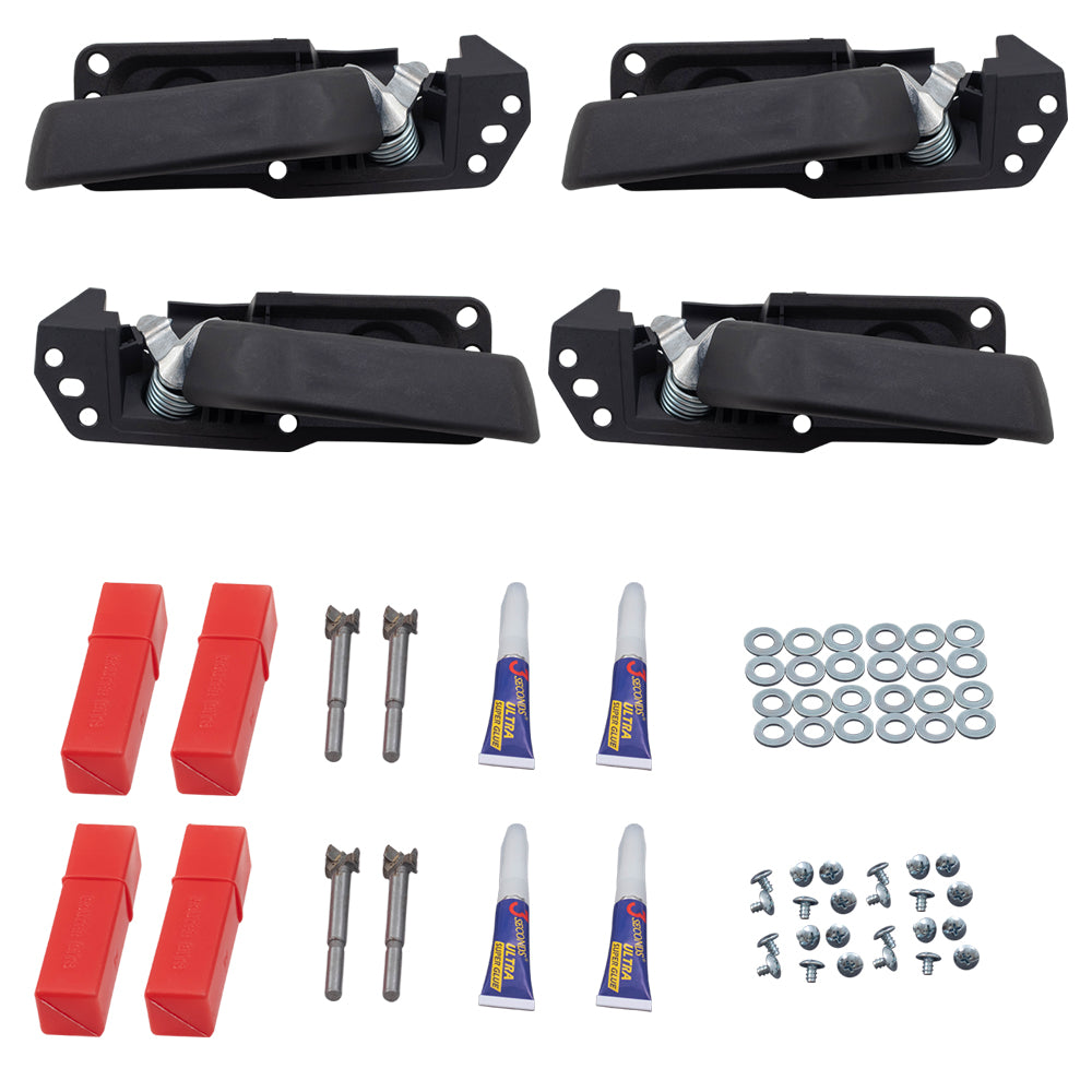 Brock Replacement Driver and Passenger Side Inside Door Handle Repair Kits 4 Piece Set Compatible with 2007-2013 Silverado 1500 & Sierra 1500/ 2007-2014 Silverado 2500/3500 & 2007-2014 Sierra