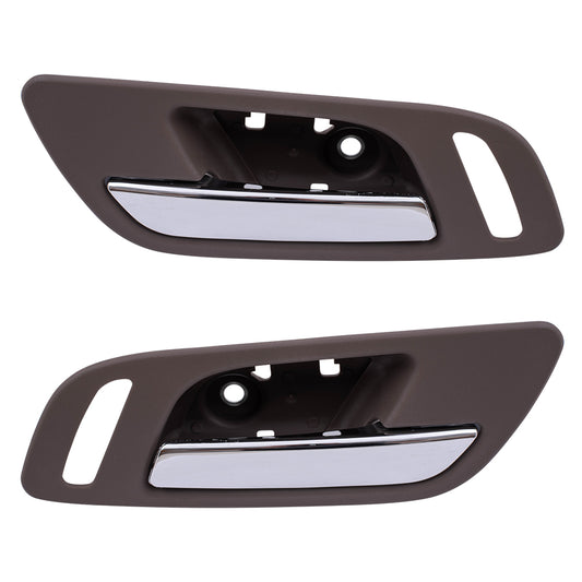 Brock Replacement Driver and Passenger Front Inside Door Handles Chrome Lever Cashmere Housing Compatible with Silverado Sierra Escalade Suburban Tahoe Yukon 15947938 15935955