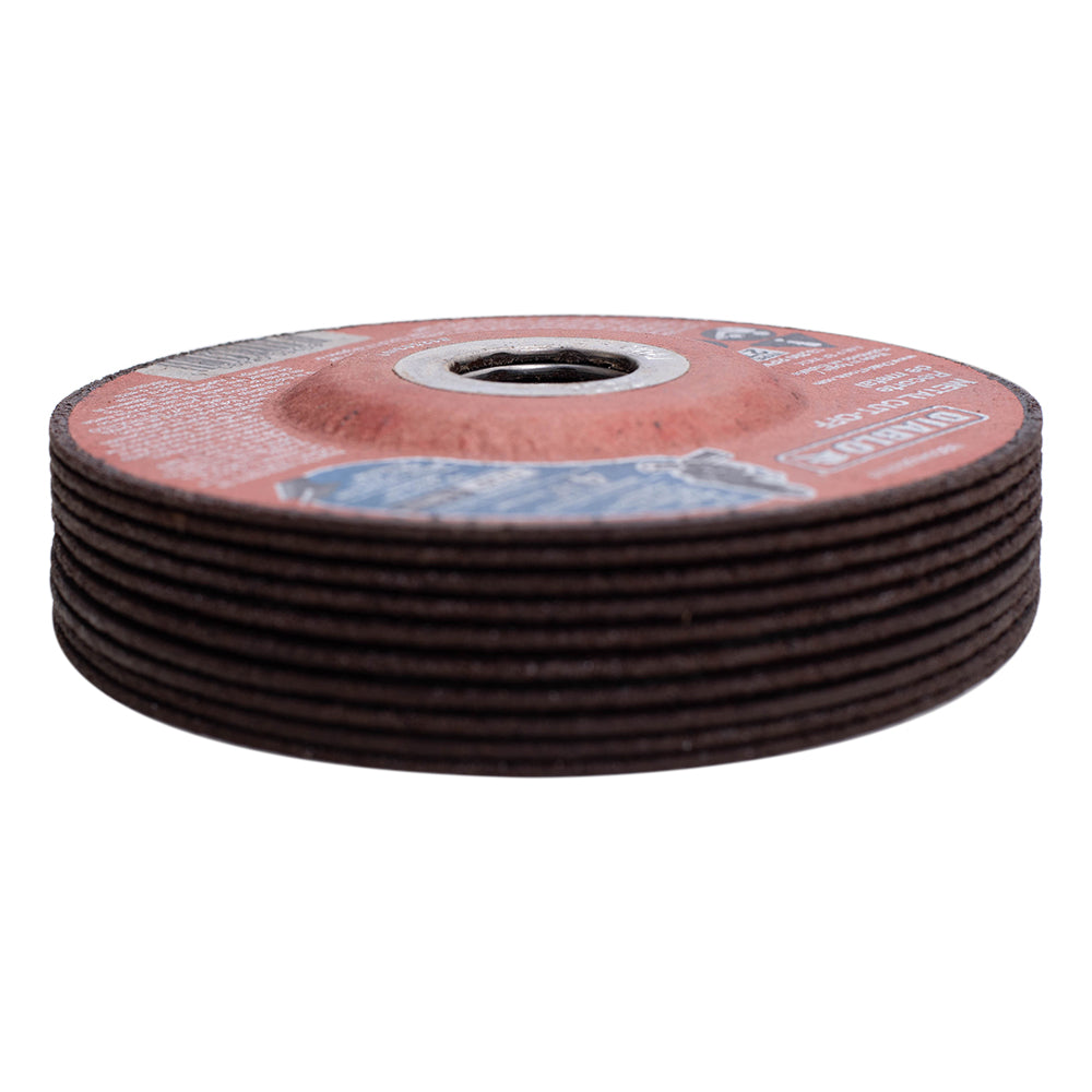 4 1/2 Inches Metal Cut Off Disc .0625 Inches Thick - 7/8 Inches Arbor / 22.2mm -Type 27 Hub - Premium Aluminum Oxide Blend for Use on Metal Materials - 13,280 Max RPM 10 Pack