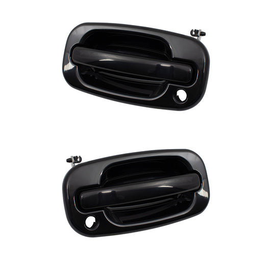 Brock Replacement Pair Set Front Outside Exterior Door Handles w/ Keyholes Compatible with 99-07 GM Pickup Truck 00-06 SUV 19245505 19356469