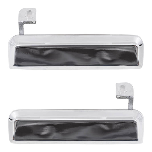 Brock Replacement Pair Set Outside Exterior Chrome Door Handles Replacement for 79-93 Various Models E3FZ5822405A E3FZ5822404A