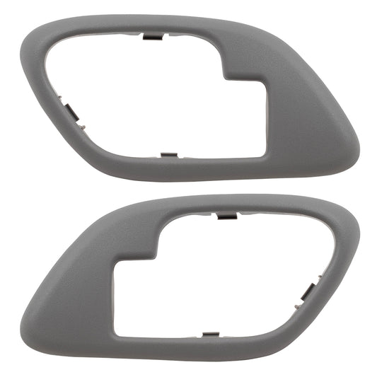 Brock Replacement Pair Set Inside Inner Gray Door Handle Trim Bezels Compatible with 1995-2002 C/K Old Body Style Pickup Truck 15708079 15708080