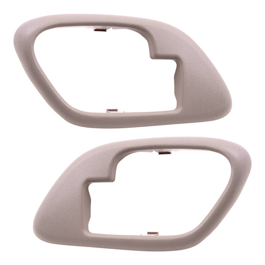 Brock Replacement Pair Set Inside Inner Tan Door Handle Trim Bezels Compatible with Pickup Escalade Tahoe Suburban Yukon