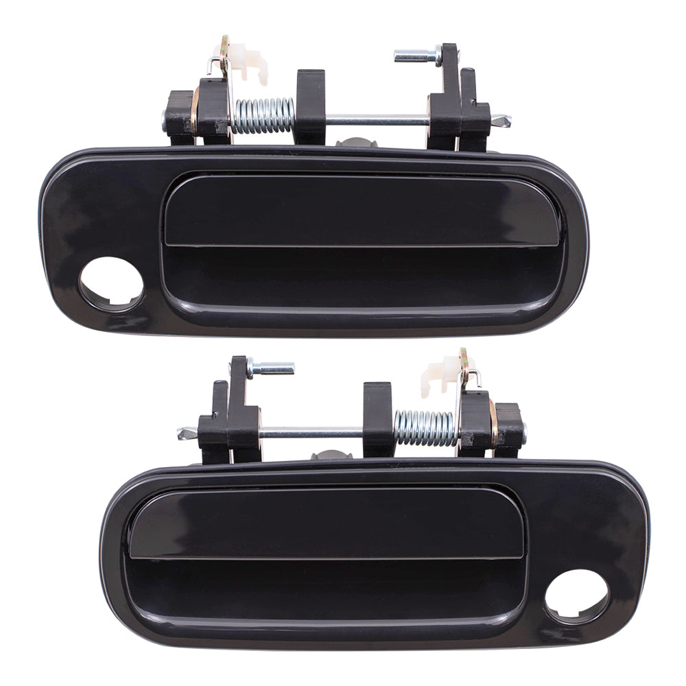 Brock Replacement Driver and Passenger Front Outside Outer Black Door Handles Compatible with Camry 6922033011C1 6921032091C1