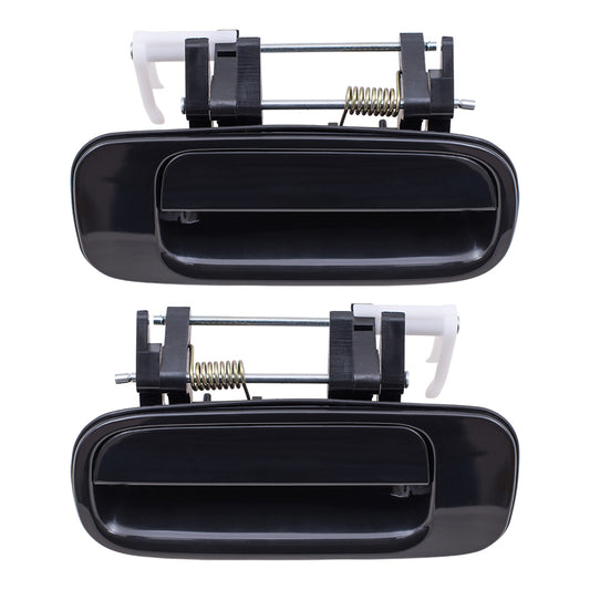 Brock Replacement Driver and Passenger Rear Outside Outer Smooth Black Door Handles Compatible with 6924033010 6923033010