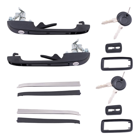 Brock Replacement Outside Front Driver and Passenger Side Black Door Handles Compatible with 1980-1992 Volkswagen Jetta