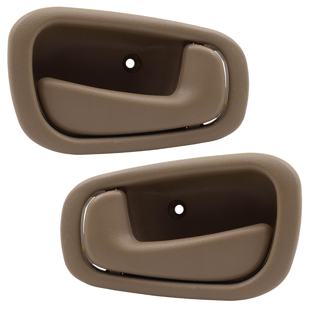 Brock Replacement Driver and Passenger Inside Inner Light Brown Door Handles Compatible with 98-02 Corolla Prizm