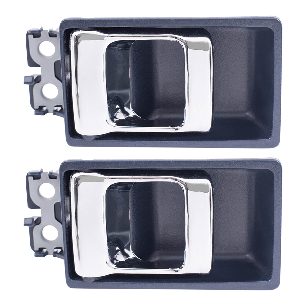 Brock Replacement Pair Set Inside Inner Blue with Chrome Door Handles Compatible with 86-97 Pickup Truck 8067055G03