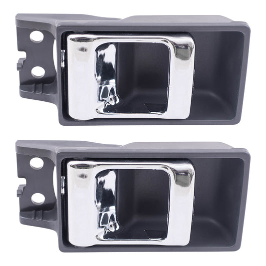 Brock Replacement Pair of Inside Inner Gray with Chrome Door Handles Compatible with 1986-1997 Pickup Truck 8067015G00